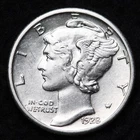 1928 Mercury Silver Dime Nice AU FREE SHIPPING