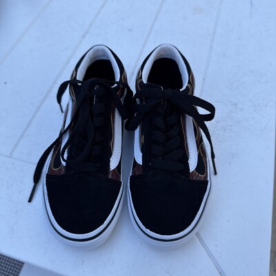 Vans Black suede with Brown and gold flame Size Kids 13.5