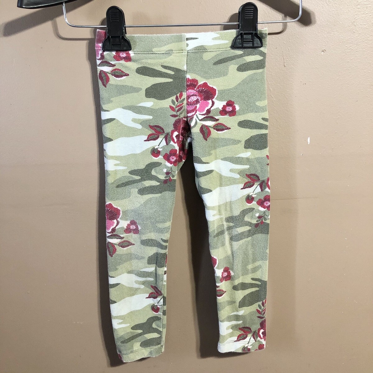 Wonder Nation Toddler Girls Size XS (4-5) Floral Camo Green Leggings