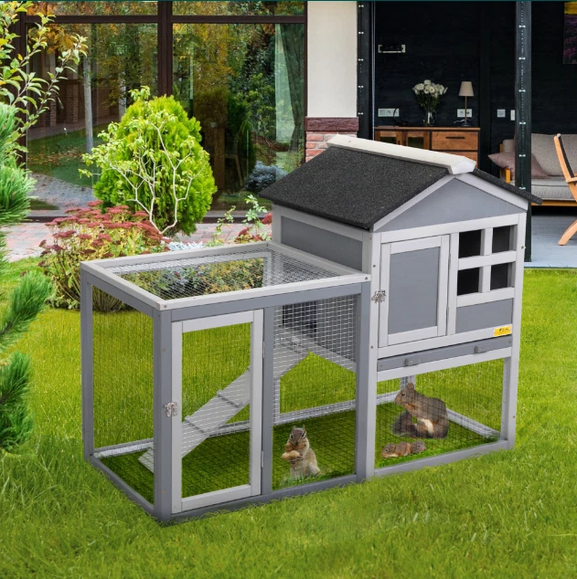 COZIWOW Wooden Rabbit Hutch Large Chicken Coop W Removable