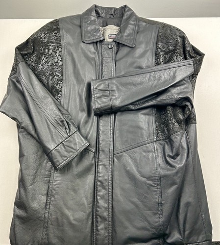 Vintage Pelle Studio Thinsulate Black Leather Coat Jacket Large Liner Full Zip