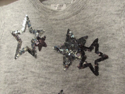 LADIES GREY CHRISTMAS/STAR THEMED/PATTERNED JUMPER WITH SEQUINS SIZE S BY PAPAYA - Picture 3 of 6