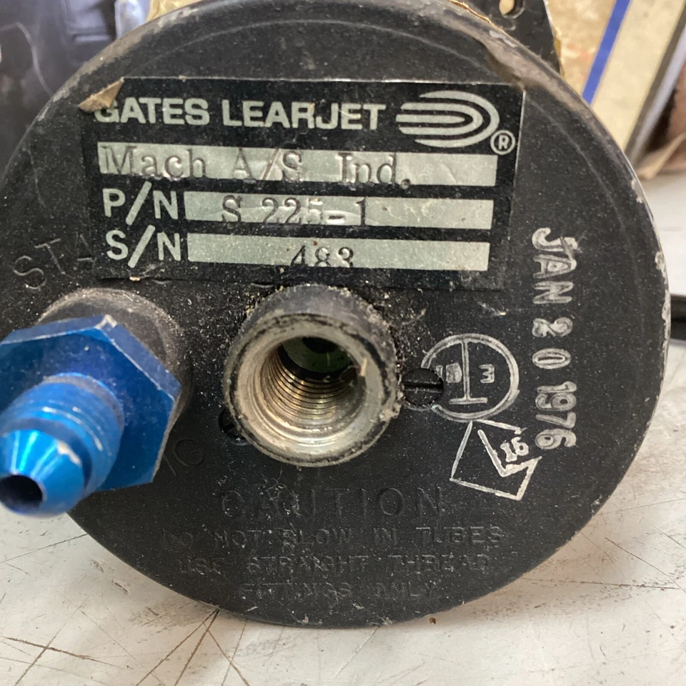 Indicador de velocidad del aire Gates Lear Jet Mach S225-1 solo piezas, S/n 483 Foto 4 de 4