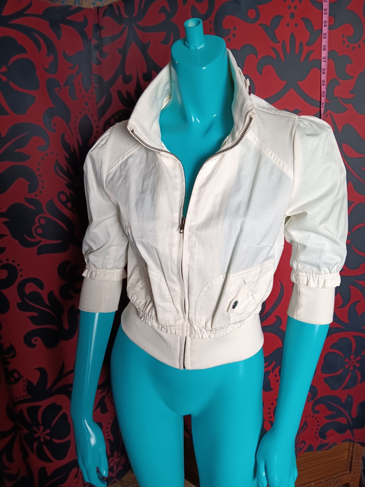 Vintage Active Basic White Jacket Sm 3/4 Sleeves … - image 1