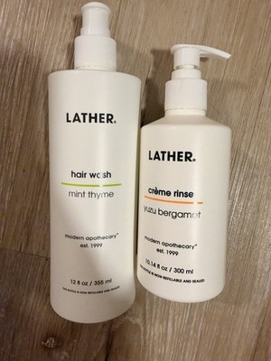 LATHER Hair Wash Mint Thyme & Crème Rinse Yuzu Bergamot Set | Modern Apothecar
