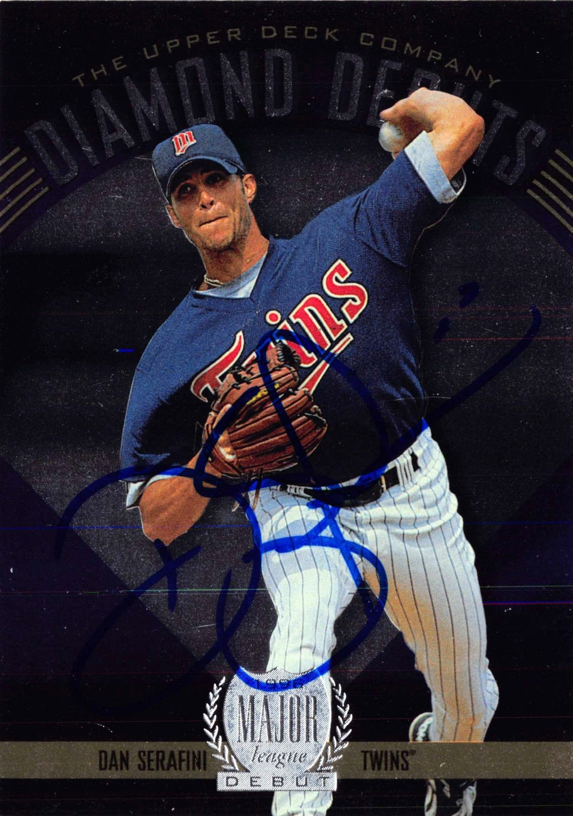 Dan Serafini autographed baseball card 1996 Upper Deck Diamond Debuts #264 Twins