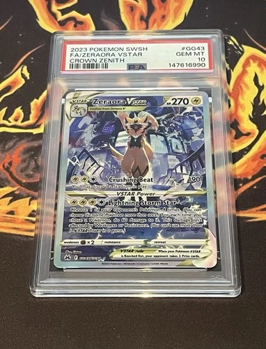 2023 POKEMON SWORD & SHIELD CROWN ZENITH #GG43 FULL ART/ZERAORA VSTAR PSA 10