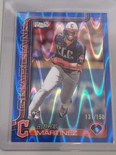 2025 Topps Chrome - Angel Martinez #155 Blue RayWave Refractor 131/150 (RC)