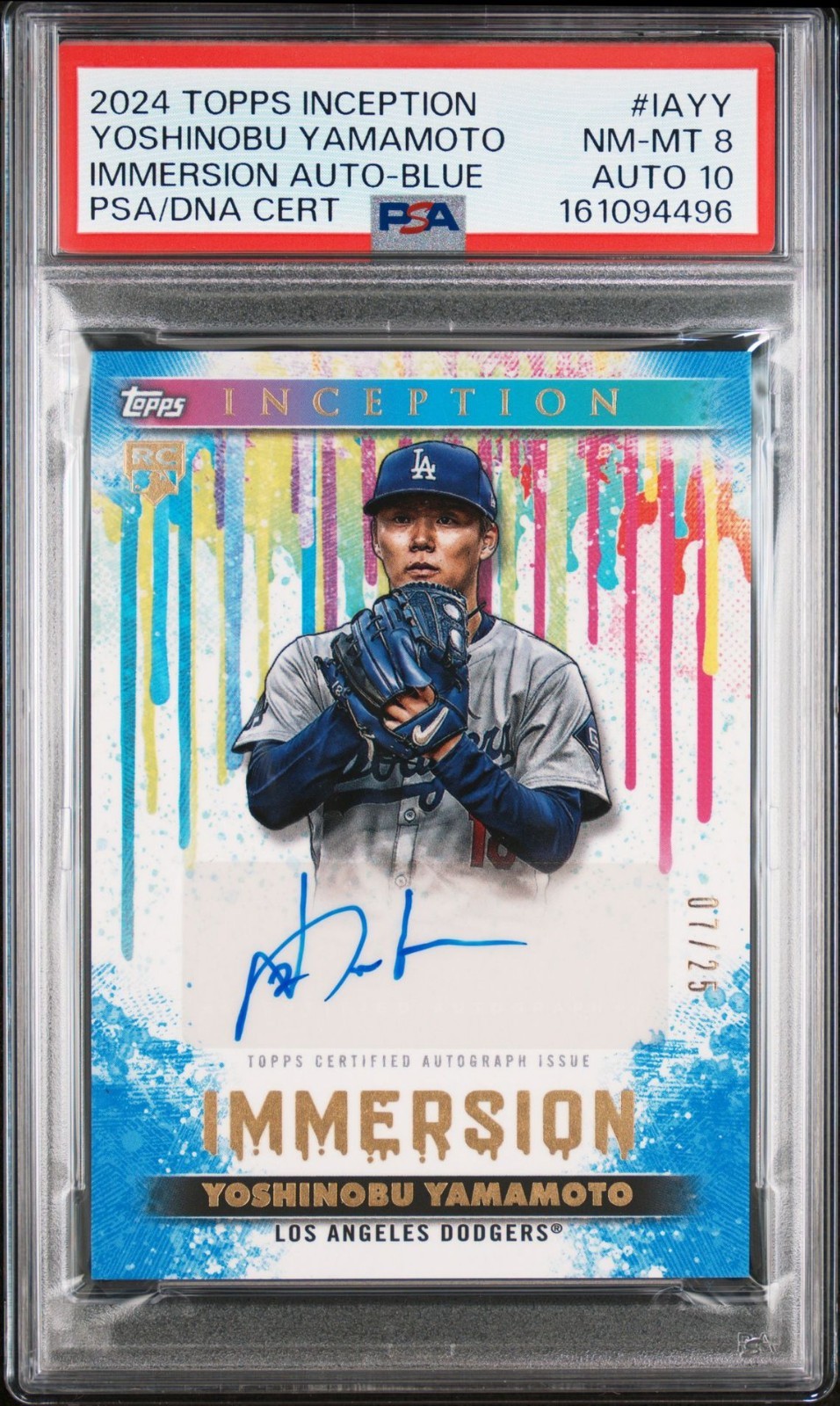 Yoshinobu Yamamoto Blue RC Auto /25 PSA 8 2024 Topps Inception Immersion #IAYY