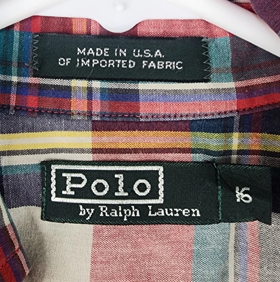 Polo by Ralph Lauren Shirt Womens Small Red Plaid Button Down Vintage USA - Image 3 of 4
