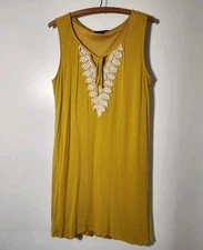 Naif Petite PL Mustard Sleeveless Dress Crochet Lace Trim