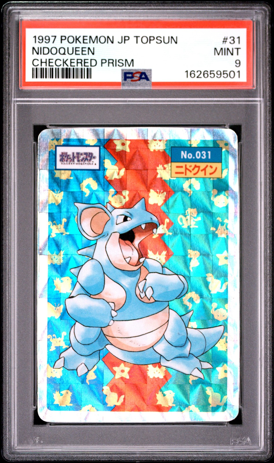 1997 POKEMON JAPANESE TOPSUN CHECKERED PRISM #31 NIDOQUEEN PSA 9