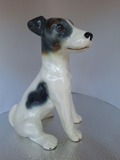 Vintage Seated Jack Russell Ceramic Ornament 15cm tall