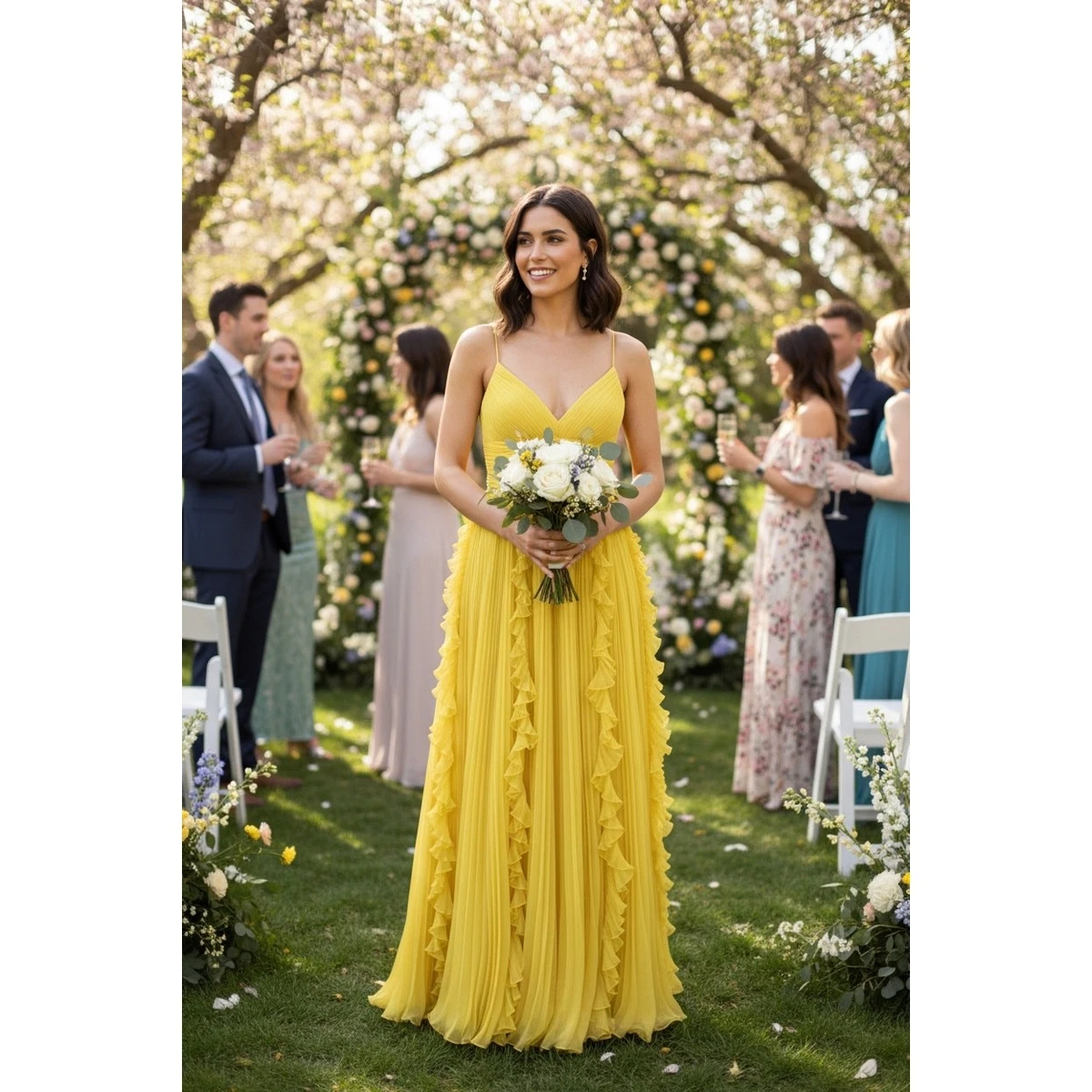 yellow bridesmaid dress products for sale | eBay