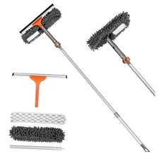Window Cleaner Set 2-in-1 Window Cleaning Tool with Extendable Pole, Squeegee