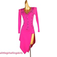 New Latin Dance Dress Salsa Tango Cha Cha Ballroom Rhinestone Competition Dress