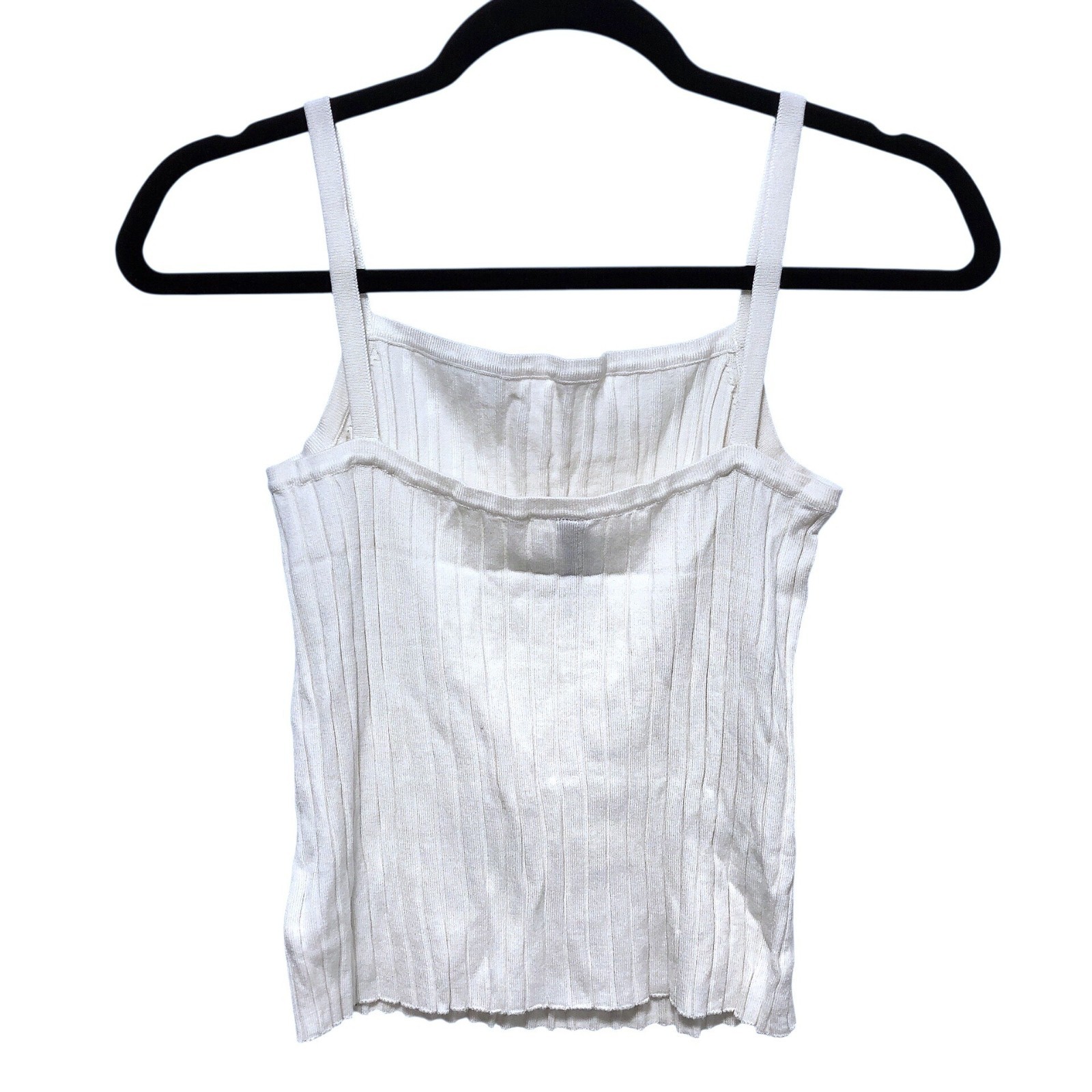 Divided Solid White Ribbed Square Neck Sleeveless… - image 2