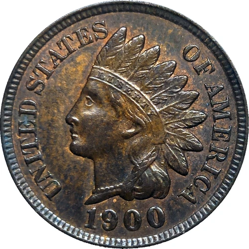 1900 Indian Head Penny Small Cent AU Brown