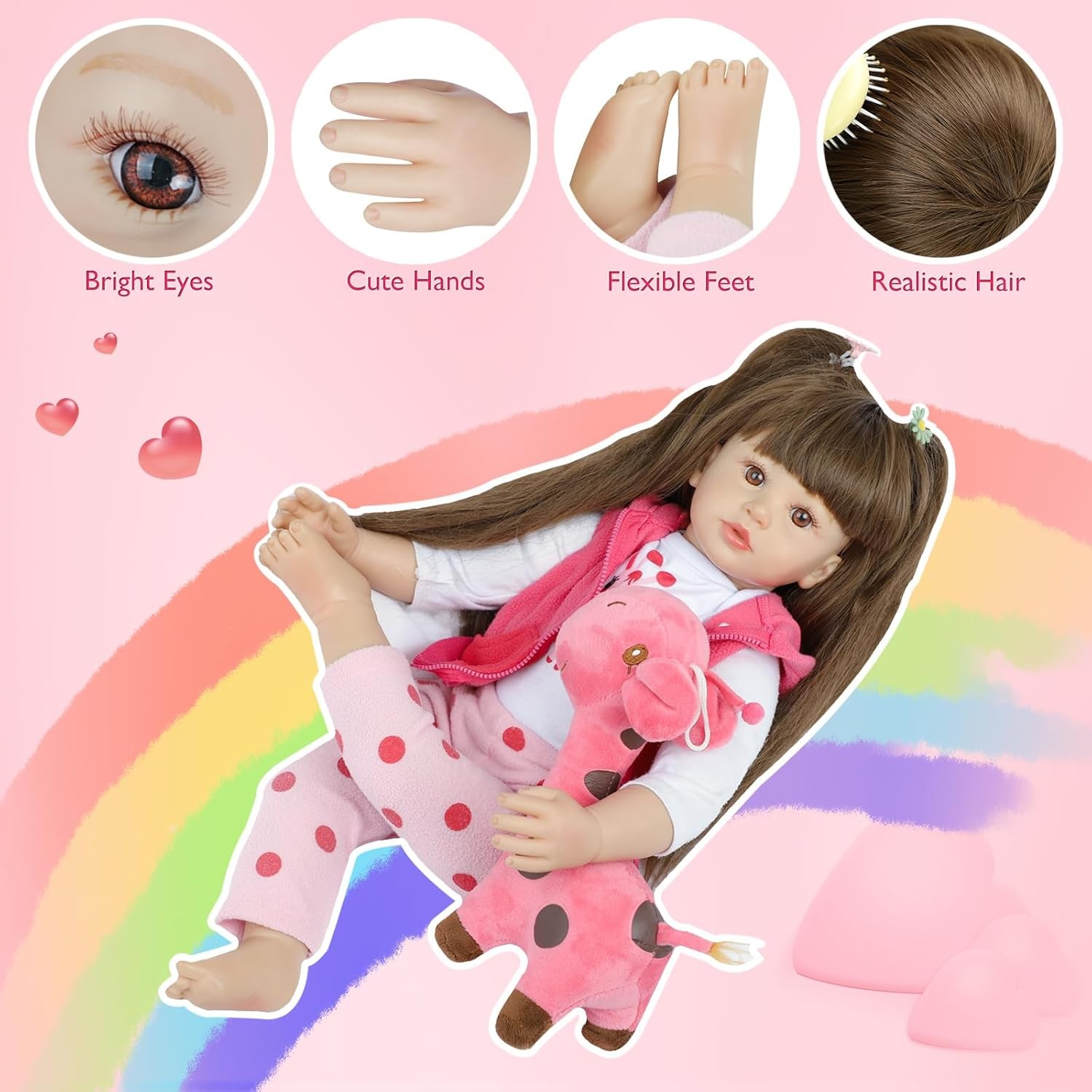 Large 24" Toddler Girl Doll with Outfit, Bottle & Gift Box