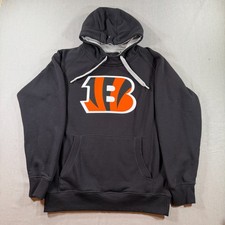 Antigua Cincinnati Bengals Pullover Hoodie Mens Large Black Fleece Sweatshirt