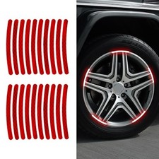20PCS Reflective Car Wheel Decorative Stripe Stickers, Reflective Car Red