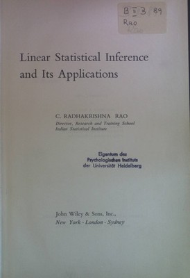 Linear Statistical Inference and Its Applications. Wiley Series in Probability a