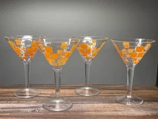 Zak! Designs Retro Style Vintage Martini Glasses Set 4 Orange Plastic  Rare!