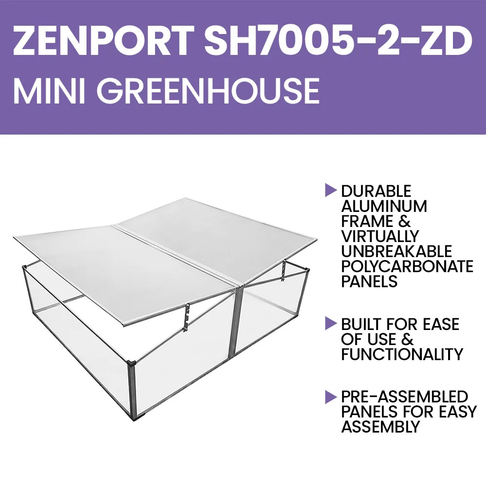 Zenport SH7005-2-ZD Double-Wide Folding Aluminum Cold Frame Greenhouse