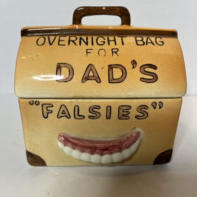 Comic Trinket Box Vintage Overnight Bag for Dad s Falsies Dental 4.5x3x5 Inches