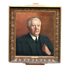 Viggo Brandt Herrenporträt Huile sur la Toile Signé Tableau avec Cadre