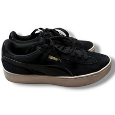 Puma Vikky Platform Black Suede Sneakers Shoes Lace Up Size Womens size 8