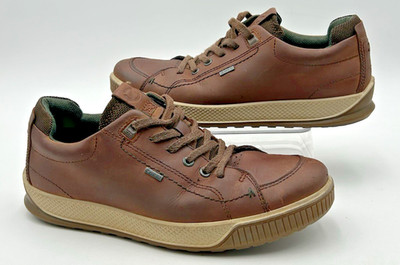 Ecco Byway Tred GTX Size 8 Sneakers Brown Nubuck Leather Lace Up GoreTex Shoe