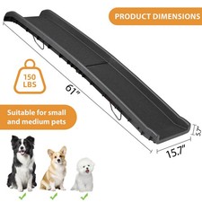 61'' Bifold Durable Dog Pet Ramp for Large Pet Folding Car Boot Ladder Step
