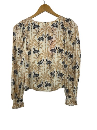 Lilly Pulitzer Everglade Top Deeper Coconut Lil Stir It Up Long Sleeve Size XXS