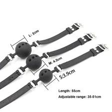 Silicone Open Mouth Ball Gag Bondage Restraints Breathable Harness Strap BDSM-