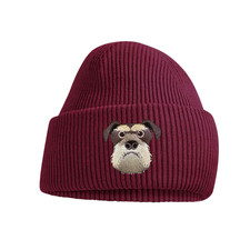 SCHNAUZER DOG BEANIE HAT. UNISEX WINTER HAT. EMBROIDERED DOG BREED. GIFT BOXED
