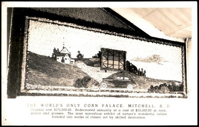 Mitchell SD Corn Palace Unique Corn Art Display Vintage RPPC Postcard