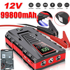 99800mAh Car Jump Starter Pack 12V Booster Powe Bank USB LED Battery Charger