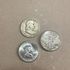 Lot Of 3 Silver Half Dollar Coins 1951 And 1963 Franklin 1943 Walking Liberty