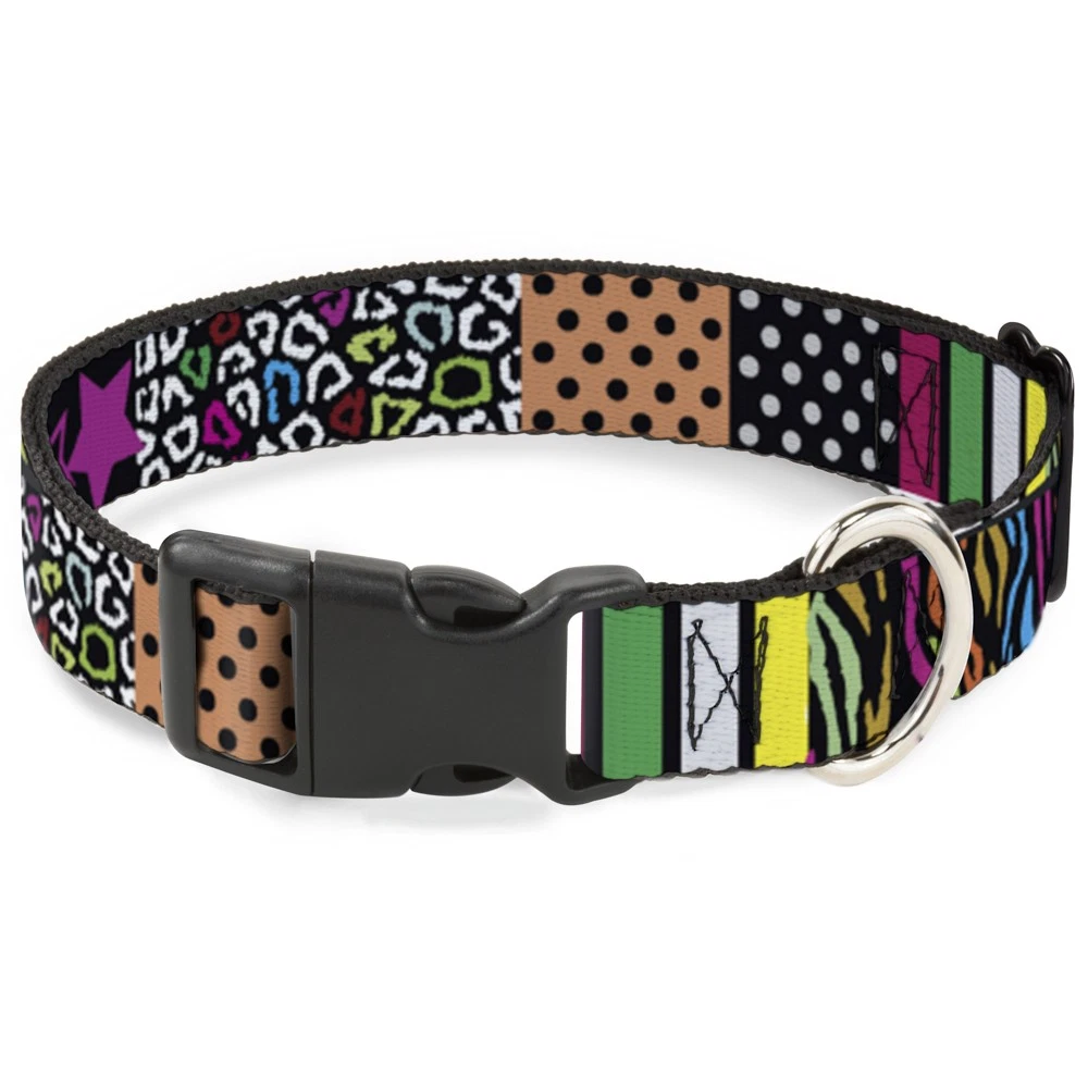 Plastic Clip Collar Animal Skins & Stripes 1 WIDE-Large 20-31"