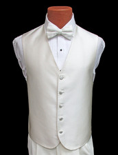Men's Barassi Ivory Off-White Tuxedo Vest with Bow Tie Size LL Tall