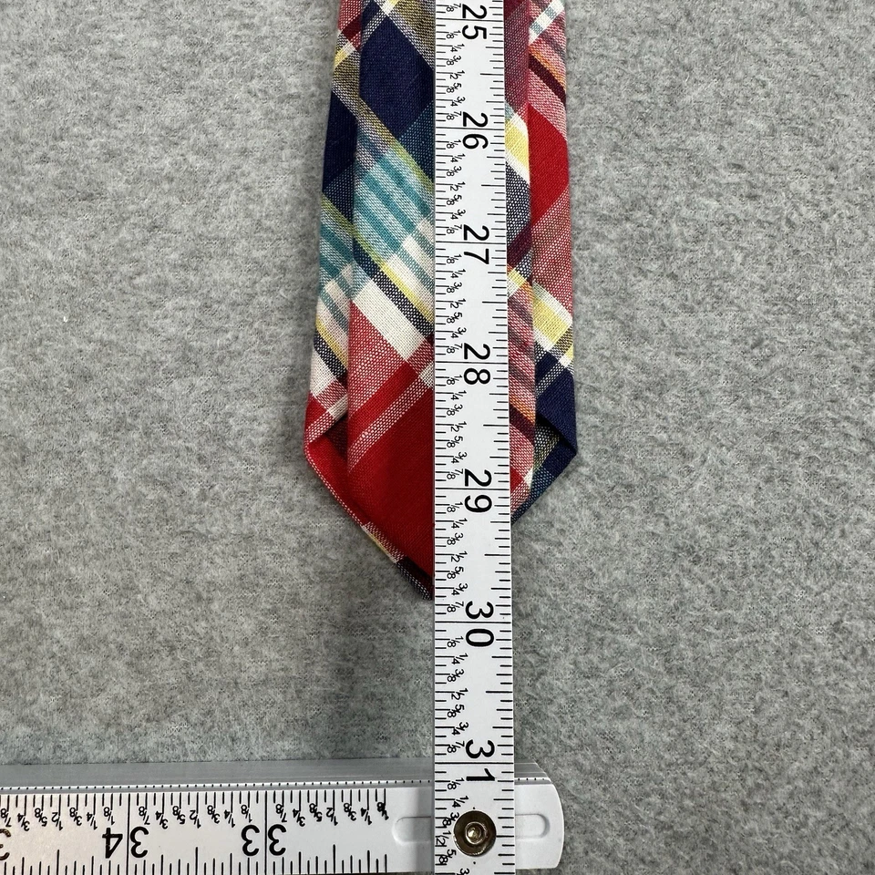 Corbata a cuadros roja multicolor Uniqlo Madras para hombre de lino y algodón Foto 4 de 4