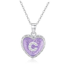 Heart Initial Necklace,rystal Diamond Letter Pendant,19"-21" Silver C