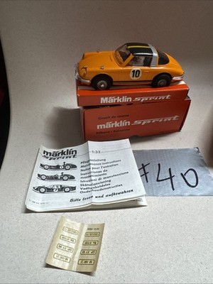 Märklin Sprint 1310 Porsche 911 Targa Orange --Rare No. 10-- Slot Car Race Track