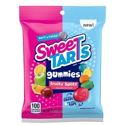 Sweet Tarts Gummies Fruity Splitz Candy Sweet & Tart - Soft & Tangy - 9 oz Bag