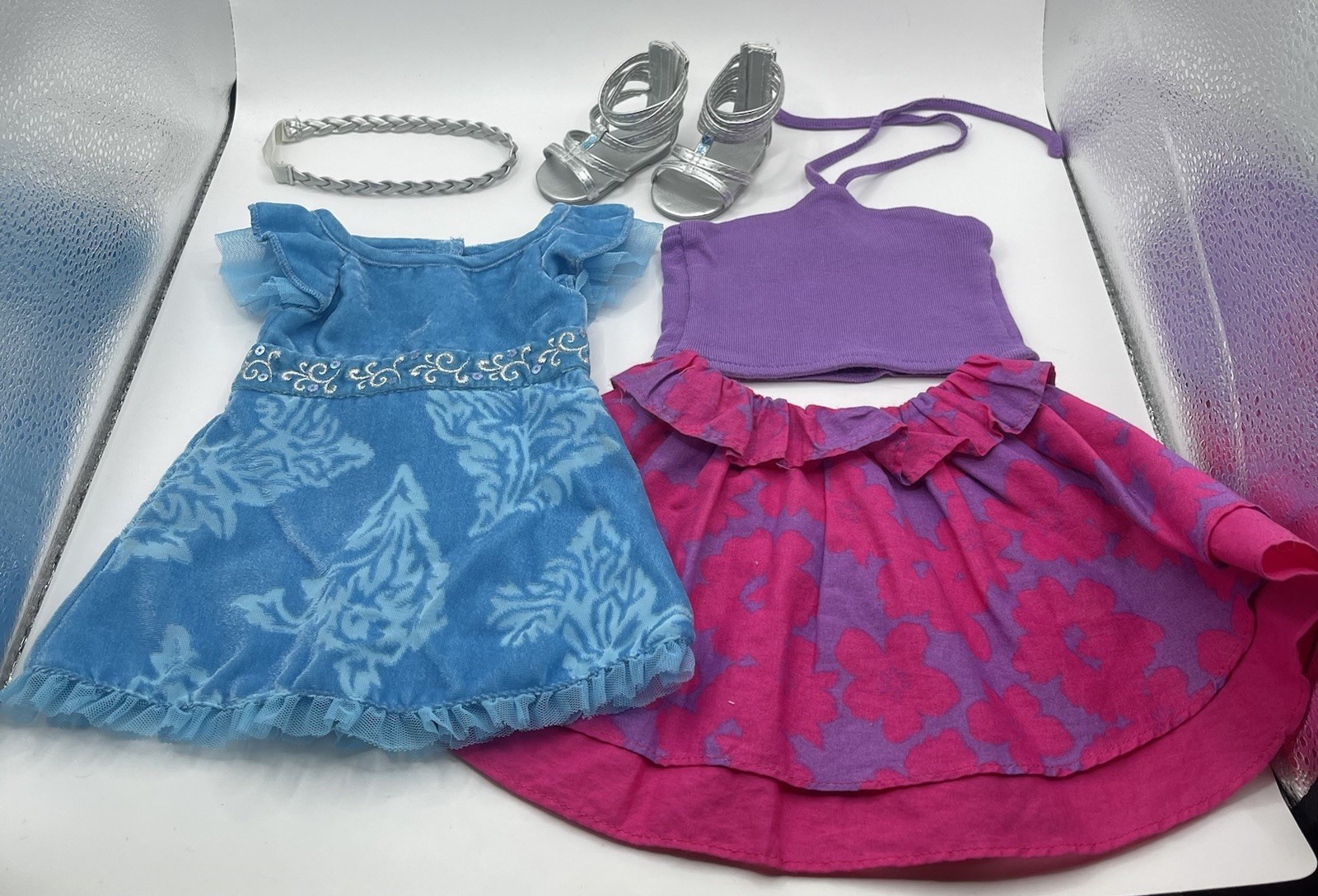 No Doll! LOT American Girl Doll Kanani Party Dress Outfit , Lu ‘au Skirt & Top