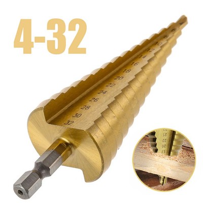 4 -32mm Titanium Coated Metal Hex Core Drill Bits HSS  High Speed Steel Step Dri