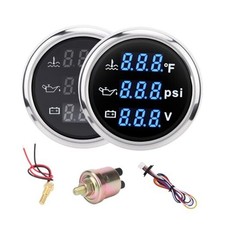 Triple Gauge Set 3in1,Water Temp 104 F-248 F , Oil Pressure 0-145PSI , Blue