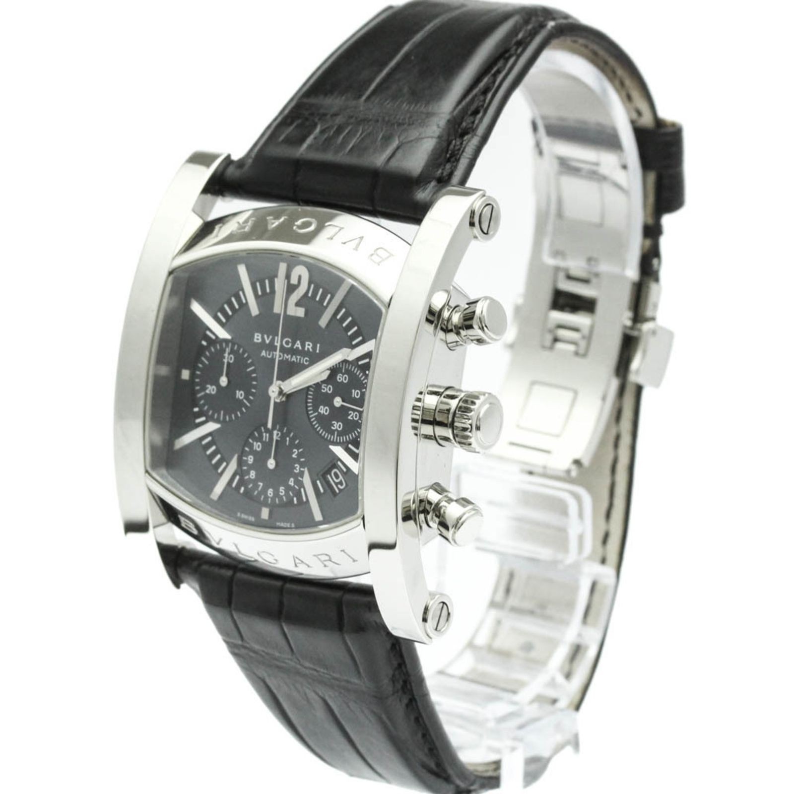 BVLGARI Assioma Chronograph AA48SCH 48mm Stainless Steel Leather Grey image 2