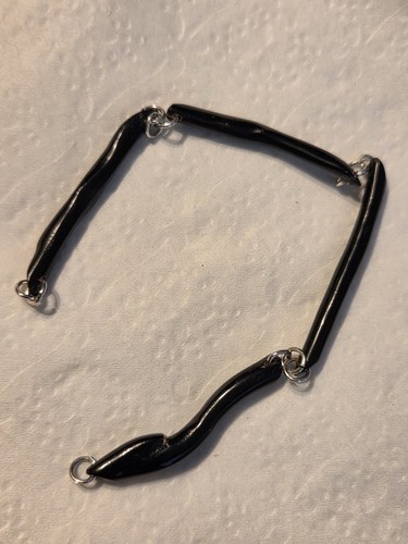 4 Vintage Black Branch Coral Beads With "O" Rings And Connectors